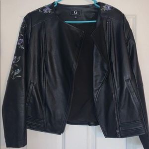 Leather jacket embroidered